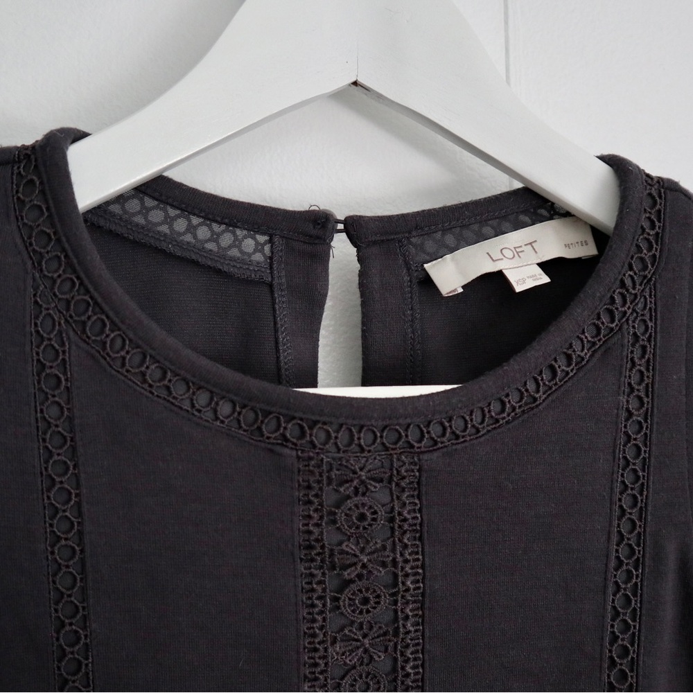 LOFT petite embroidery detail sleeveless swing dress